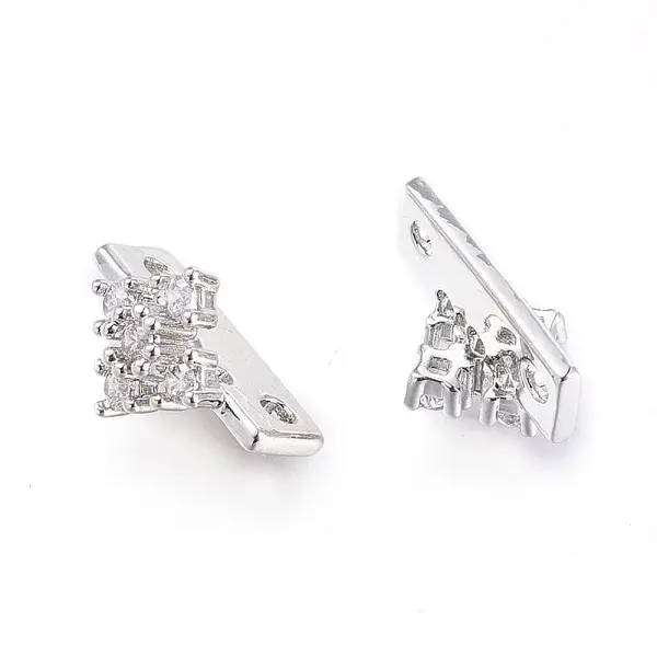 2 Hole Brass Micro Pave Cubic Zirconia Multi-strand Links