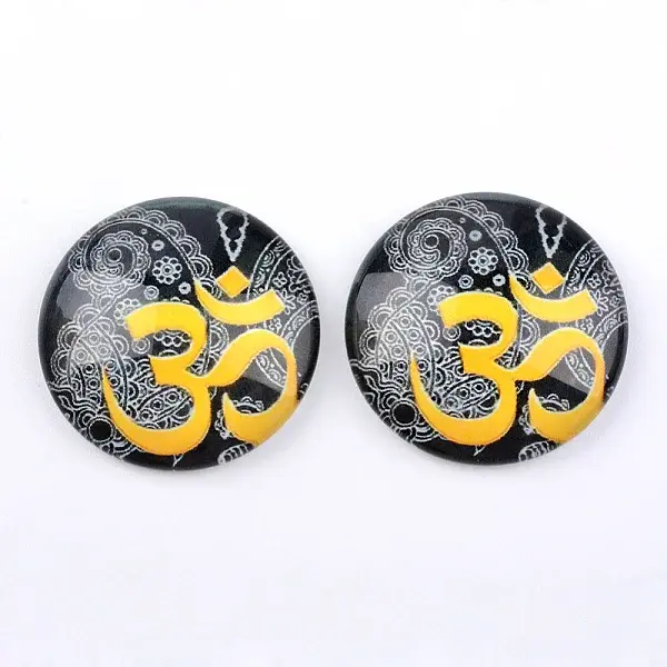 Yoga Theme Glass Cabochons