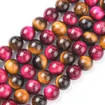 Natural Rose Tiger Eye(Dyed & Heated) and Yellow Tiger Eye(Dyed & Heated) Beads Strands