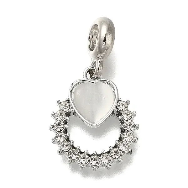 Rack Plating Alloy Crystal Rhinestone European Dangle Charms