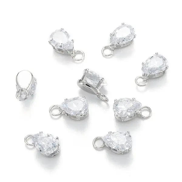 Brass Clear Cubic Zirconia Charms