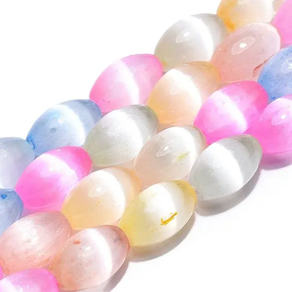 Dyed Natural Selenite Beads Strands