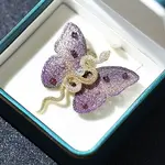 Snake & Butterfly Brass Micro Pave Cubic Zirconia Brooches