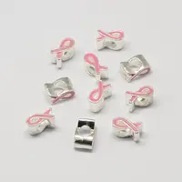 Alloy Enamel Awareness Ribbon Large Hole European Beads