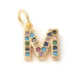 Brass Micro Pave Colorful Cubic Zirconia Charms