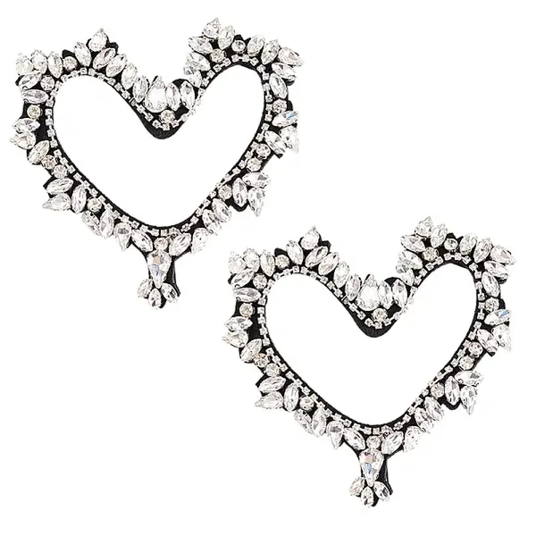 2Pcs Heart Cloth Sew on Patches