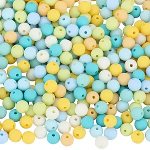 500Pcs Rubberized Style Imitated Silicone Acrylic Beads