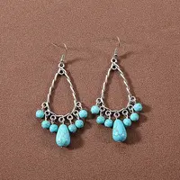 Bohemian tassel turquoise earrings