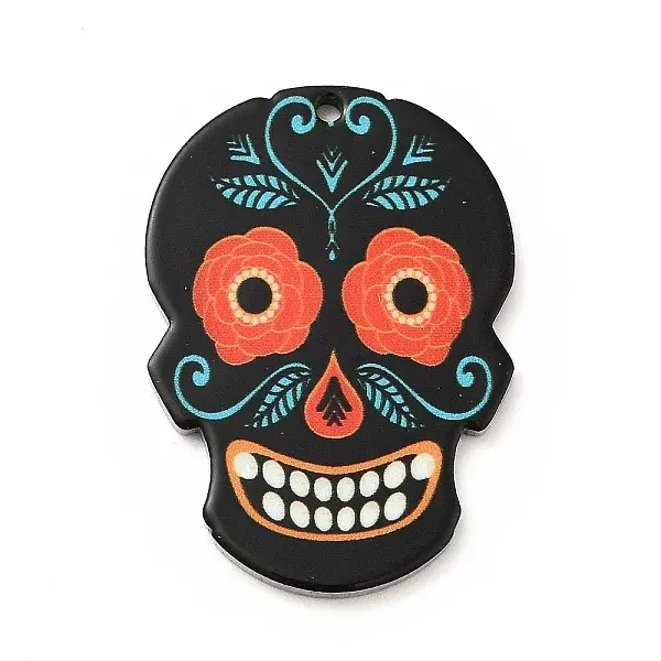 Printed 201 Stainless Steel Sugar Skull Pendants