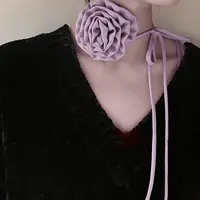 Fabric Rose Tie Choker Necklaces for Women
