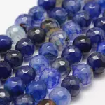 Faceted Natural Dragon Veins Agate Beads Strands