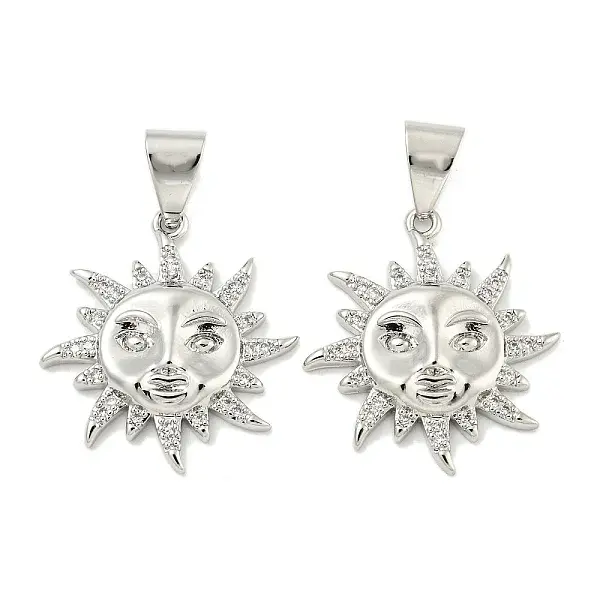 Brass Micro Pave Clear Cubic Zirconia Pendants