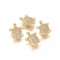Brass Micro Pave Clear Cubic Zirconia Beads