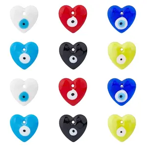 12Pcs 6 Colors Handmade Evil Eye Lampwork Pendants