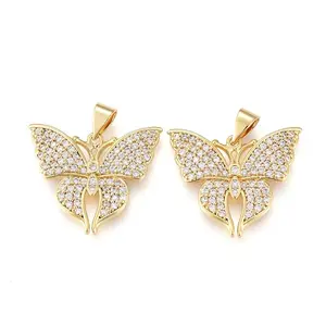 Brass Micro Pave Cubic Zirconia Pendants