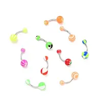 10Pcs Acrylic Round Beaded Curved Barbell