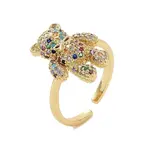 Cubic Zirconia Bear Open Cuff Ring
