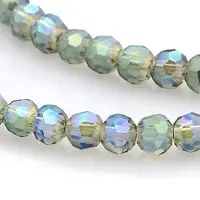 Full Rainbow Plated Glass Faceted(32 Facets) Round Spacer Beads Strands