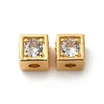 Brass Micro Pave Cubic Zirconia Beads