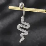 Alloy Rhinestone Snake Curved Barbell Belly Rings