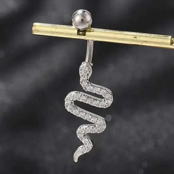 Alloy Rhinestone Snake Curved Barbell Belly Rings