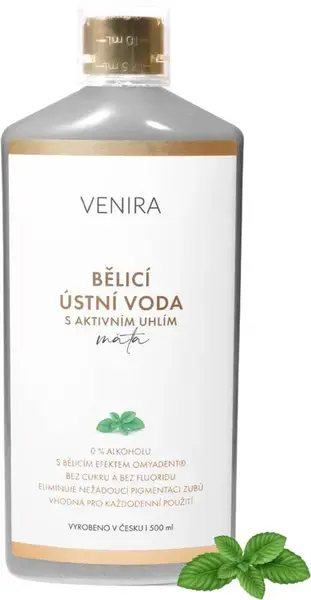VENIRA bieliaca ústna voda s aktívnym uhlím, mäta 500 ml