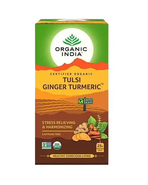 ORGANIC INDIA Tulsi kurkuma a zázvor BIO 25 vrecúšok
