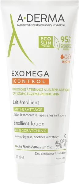 A-DERMA Exomega Control Emolienčné mlieko pre suchú kožu so sklonom k atopii 200 ml