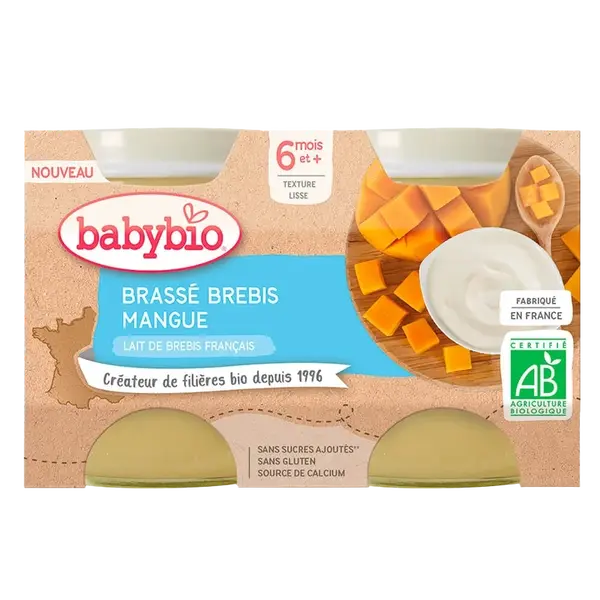 BABYBIO Brassé z ovčieho mlieka a manga 2 x 130 g