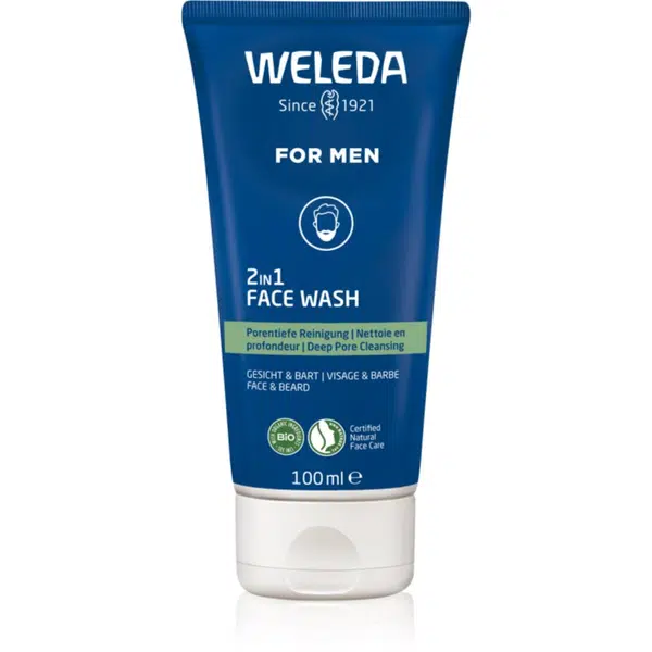 Weleda For Men 2v1 čistiaci gél na tvár a fúzy 100 ml