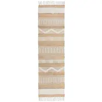 RUČNĚ TKANÝ KOBEREC, 230/60 cm, krémová, přírodní barvy