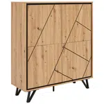 MID.YOU ŠIROKÁ KOMODA, černá, barvy dubu, 110/125/40 cm