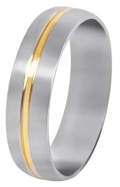 Troli Ocelový prsten se zlatým proužkem 57 mm
