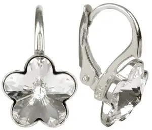 Levien Dievčenské strieborné náušnice Flower Crystal
