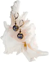 Lampglas Jedinečné náušnice Egyptian Romance s 24 karátovým zlatom v perlách Lampglas EER1