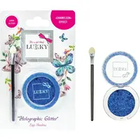 Lukky Očné tiene s holgrafickými trblietkami a štetcom modré