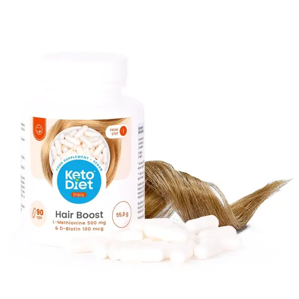 KetoDiet Zdravé vlasy - HAIR BOOST L-methionin & D-biotin (90 kapslí)