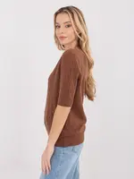 Světle hnědý svetr s výstřihem do V