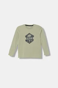 Dětské bavlněné tričko s dlouhým rukávem Guess