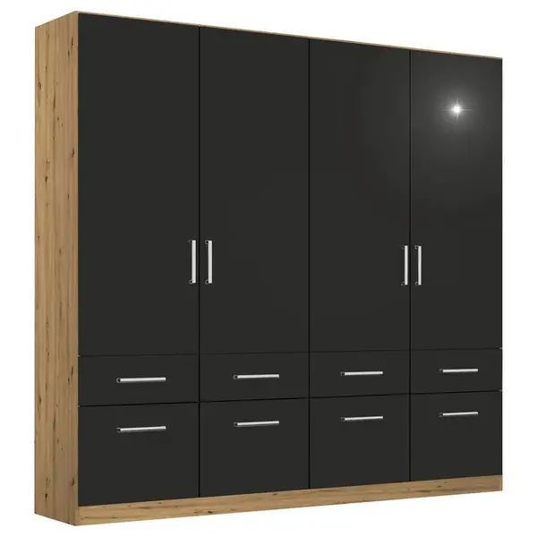 Rauch Möbel ŠATNÍ SKŘÍŇ S OTOČNÝMI DVEŘMI, šedá, dub artisan, 181/197/54 cm