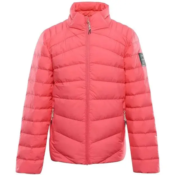 ALPINE PRO RETERO Dětská ultralehká péřová bunda, červená, velikost 140-146
