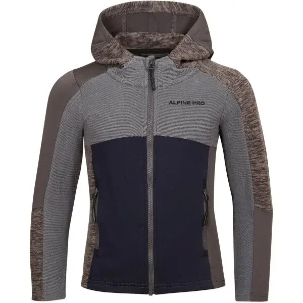 ALPINE PRO GROTO Detská rýchloschnúca a hrejivá mikina, sivá, veľkosť 116-122