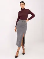 Šedá pouzdrová sukně s rozparkem