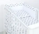 Mamo Tato Mantinel s povlečením do postýlky, 3D sada, Obláčky, 135x100 cm, bílá, šedá