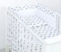 Mamo Tato Mantinel s povlečením do postýlky, 3D sada, Obláčky, 135x100 cm, bílá, šedá