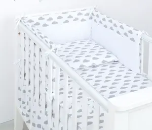 Mamo Tato Mantinel s povlečením do postýlky, 3D sada, Obláčky, 135x100 cm, bílá, šedá