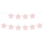 Baby shower banner svetloružový s hviezdičkami – 290×16,5 cm, nápis „Baby Shower“