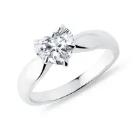 Prsteň z bieleho zlata s lab grown diamantom v tvare srdca KLENOTA