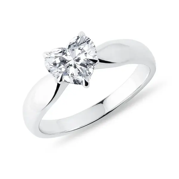 Prsteň z bieleho zlata s lab grown diamantom v tvare srdca KLENOTA