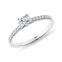 Romantický diamantový prsten se srdíčkem v bílém zlatě KLENOTA